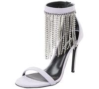 Pinko Salome Sandalo Suede/Frange ST, Tacco Donna, Y13_Iris, 38 EU Larga