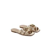 Pinko Scarpe Marli 09 Ciabattine Laminate con Logo Love Birds SD0313P049 Z22 Platinum 36