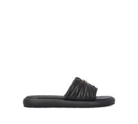 PINKO Black Calf Leather Bos Taurus Slides - EU39/US9