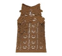 PINKO, ,Blouses & Shirts ,Donna ,Marrone ,M Top all'uncinetto con fiori applicati a mano