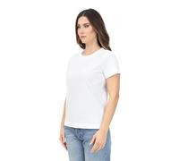 Pinko T-Shirt a Manica Corta Bianca da Donna con Ricamo Logo Love Birds Monogram XS