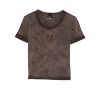 PINKO - T-shirt a maniche corte con decorazioni - - Tops - Donna - Marrone - M