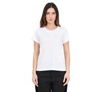 Pinko T-Shirt Bussolotto a Manica Corta Bianca da Donna con Ricamo Logo L
