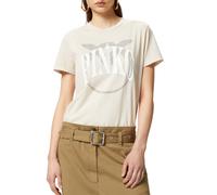 Pinko T-shirt manica corta con logo Old Stamp beige XS