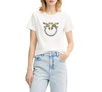 Pinko T-shirt Quentin con logo Love Birds gioiello bianco