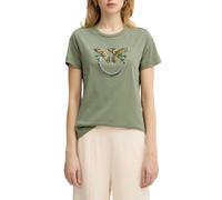 Pinko T-shirt Quentin con logo Love Birds gioiello verde