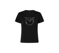 Pinko T-Shirt Quentin in Cotone Nera con Ricamo in Cristalli, S.