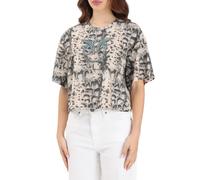 Pinko T-shirt Terni stampa pitonata con logo gioiello beige nero
