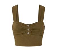PINKO - Top Corto in Lino con Bottoni - - Tops - Donna - Verde - M