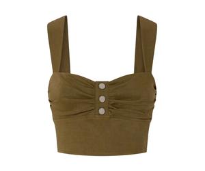 PINKO - Top Corto in Lino con Bottoni - - Tops - Donna - Verde - M