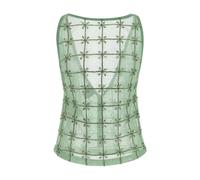 PINKO - Top in Tulle Senza Maniche con Cristalli - - Tops - Donna - Verde - M