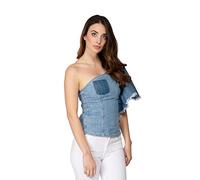 Pinko Top Maia Monospalla in Denim con Volant sulla Spalla MOD. 1J10EL-Y63L Denim 40
