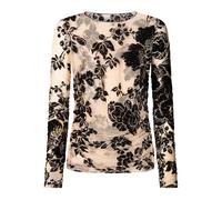 Pinko top Puzzle in tulle floreale flock beige nero