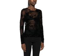 Pinko top Puzzle in tulle floreale flock nero M