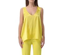 PINKO - Top Senza Maniche Giallo con Finitura in Raso - - Tops - Donna - Giallo - S