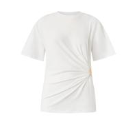 PINKO, ,Tops ,Donna ,Bianco ,S T-shirt con drappeggio e dettaglio dorato