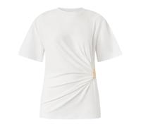 PINKO, ,Tops ,Donna ,Bianco ,S T-shirt con drappeggio e dettaglio dorato