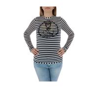 PINKO, ,Tops ,Donna ,Blu ,M Maglia a Righe Blu con Scollo Rotondo