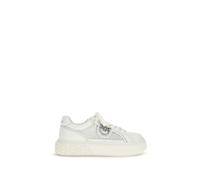 PINKO White Calf Leather Bos Taurus Platform Sneakers - EU38/US8