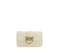 PINKO White Calf Leather Bos Taurus Shoulder Bag