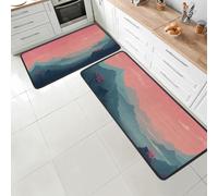 PinkPeak Prairie - Set di 2 tappeti da cucina con retro antiscivolo, in memory foam, per lavello, lavanderia, ufficio, 120 x 43 + 74 x 43 cm