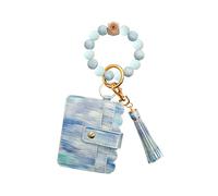 PINKPIN Braccialetto in silicone dal design originale che si illumina al buio, con porta carte di credito e anello portachiavi in pelle, da donna (blu), nero, Medium, Portachiavi