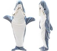 Pinkrin Shark Blanket, coperta per squalo per adulti, da indossare, in flanella, super morbida e confortevole, ideale come regalo, Blu, XL(167-180cm)