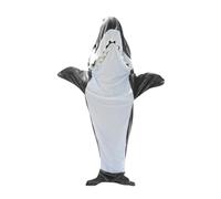 Pinkrin Shark Blanket, coperta per squalo per adulti, da indossare, in flanella, super morbida e confortevole, ideale come regalo, Nero , M(150-157cm)
