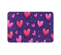 Pinks Love Heart And Purples Background Zerbino Asciugapassi Confortevole Tappeti Da Bagno Assorbente Tappeto Entrata Per Vasca Esterno Interno 40X60Cm