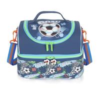 PinkSheep Borsa termica per il pranzo a due piani per bambini, grande, per ragazzi, ragazze, uomini, donne, con tracolla regolabile, unicorno (calcio-C)