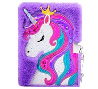 PinkSheep Diario unicorno per ragazze con serratura e chiavi, magico diario unicorn per bambini, diario segreto in peluche, 300 pagine per scrivere e disegnare, regalo unicorno per ragazze
