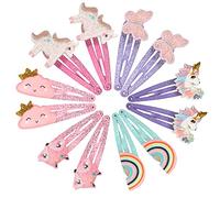 PinkSheep Fermagli per capelli unicorno, 6 paia/12 pacchetti di spille per capelli a forma di nuvola arcobaleno della volpe, fermagli per capelli carini per ragazze adolescenti