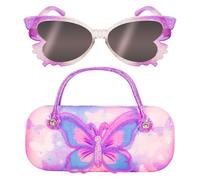 PinkSheep Occhiali da sole per ragazze, occhiali da sole polarizzati con custodia, unicorno ovale gatti cuore occhiali protezione UV402 (farfalla)