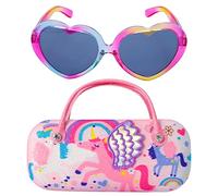 PinkSheep Occhiali da sole per ragazze, occhiali da sole polarizzati con custodia, unicorno ovale gatti cuore occhiali protezione UV402 (Cuore d'amore)
