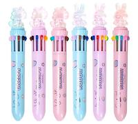 PinkSheep Penna a sfera multicolore 0,7 mm, 10 in 1 a forma di animale di cristallo retrattile per ufficio torna a scuola fornisce studenti regalo per bambini, 6 conti