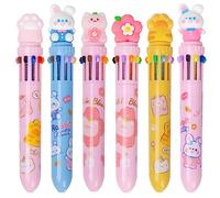 PinkSheep Penna a sfera multicolore 0,7 mm, 10 in 1 penne a sfera retrattili colorate per l'ufficio, per il ritorno a scuola, per gli studenti e per i bambini, regalo, 6 pezzi