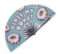 Pinkswag Ventaglio a scatto "Glaze My Donut" - Ventaglio giocoso in bambù per rave, trascinare e orgoglio dopo il tramonto