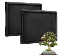 Pinkunn 2 vassoi per bonsai, in plastica, per raccogliere l'acqua e le piante, per interni ed esterni, cactus, piante grasse, bonsai, pietre non incluse (40 x 33 cm)