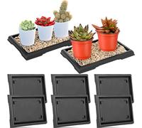 Pinkunn 6 vassoi per umidità bonsai, in resina, rettangolari, per bonsai, piante da interno ed esterno, cactus, piante grasse, piante d'appartamento, drenaggio, 18 x 12 cm, marrone