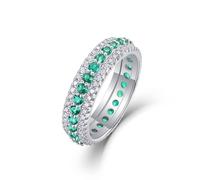 Pinky, anello da donna con dito indice, elegante anello con 0,87 ct, smeraldo e moissanite, argento bianco 18 carati, misura 50 (15,9)