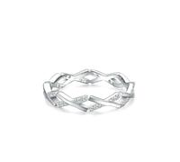 Pinky - Anello da donna, design a croce con moissanite, in argento bianco 14 carati, misura 14 (17,2)