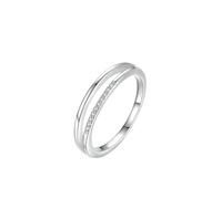 Pinky, anello dichiarato, linea a doppio strato, con diamanti realizzati in laboratorio, argento 9 K, misura 45 (14,3)