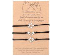 Pinky Promise - Braccialetti coordinati per le relazioni con scritta "Best Friends", con ciondolo a forma di sole, luna, stella, regolabile, intrecciato, regalo per donne, uomini, migliori amici,