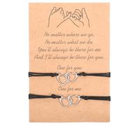 Pinky Promise - Braccialetto coordinato con 2 braccialetti dell'amicizia, regalo per migliore amica, per donne, regolabile, intrecciato, regalo per migliore amica, famiglia, adolescenti