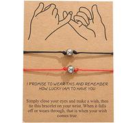 Pinky Promise Bracciali Perline Rotonde Migliore Amico A Lunga Distanza Amicizia Coppia Bracciale Regali Per Donne Ragazze Adolescenti Uomo Ragazzi, RossoUtile e alla moda