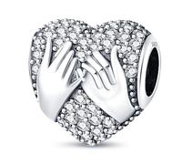 Pinky Promise Swear - Ciondolo a forma di cuore che si tiene per mano, in argento Sterling 925, compatibile con braccialetti Pandora