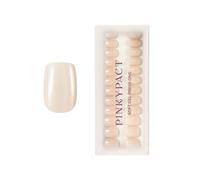 PINKYPACT Creamy White - Soft Gel Press On Nails Medium Square White | 30 unghie finte da incollare, 15 misure, quadrate, lunghezza media, lucide, colore bianco latte, con colla
