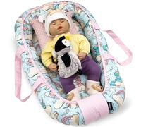 PinkZebra Borsa da trasporto per bambole, nido per bambole e animali di peluche fino a 48 cm, paracolpi in cotone, nido di peluche, borsa per il trasporto e letto delle bambole, unicorno