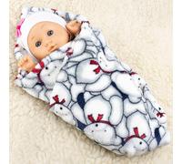 PinkZebra Coperta per bambole, coperta da 40 x 50 cm, per carrozzina delle bambole, morbida coperta per animali di peluche e bambole da 28 a 48 cm, morbida coperta in pile, soffice orsetto