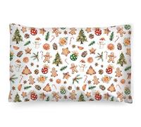 PinkZebra: federa per cuscino di Natale 30 x 50 cm, 100% cotone, federa per cuscino per bambini e adulti, certificata secondo gli standard Öko-tex 100, con chiusura lampo, motivo a biscotti di Natale
